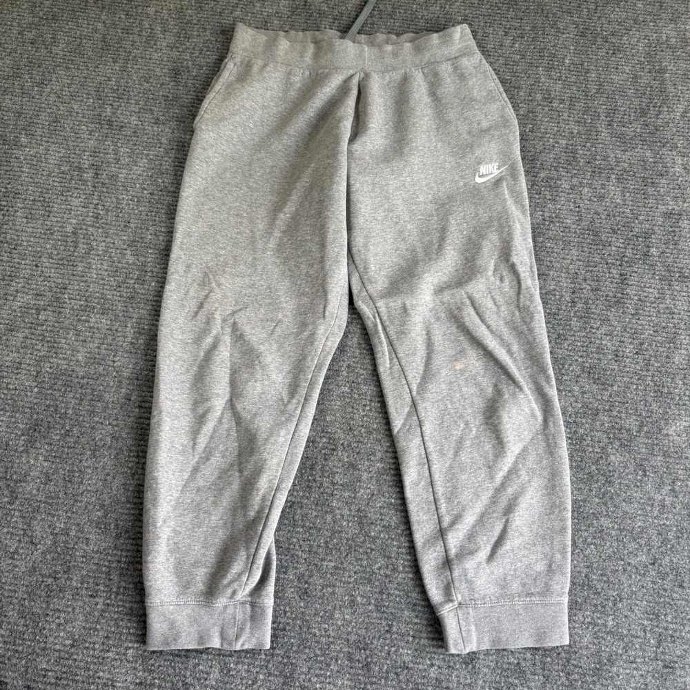 Nike Kids XL Heather Gray Jogger Sweatpants Embroidered Logo Fleece Pants